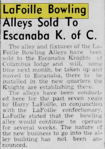LaFoilles Bowling Alleys - Oct 1949 Lanes Being Moved
